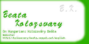 beata kolozsvary business card