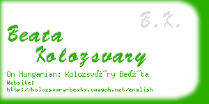 beata kolozsvary business card